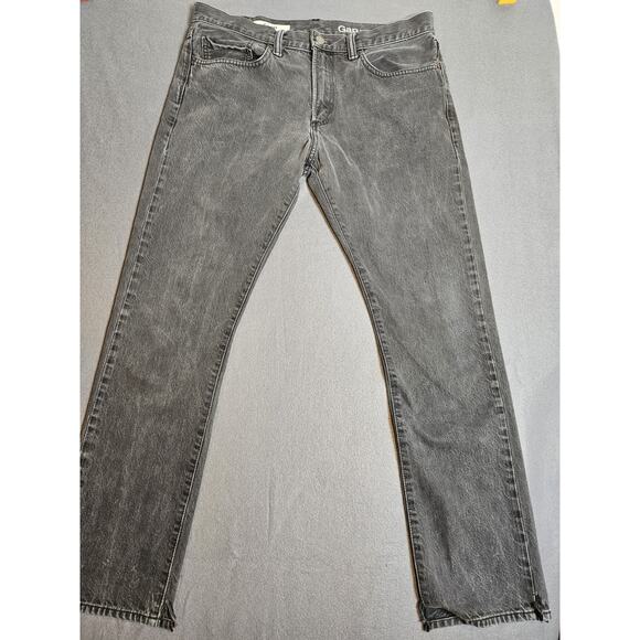 Gap 1969 Jeans Mens 34x32 Black Slim Charcoal Wash Denim 5 Pocket Mid Rise - Picture 1 of 11